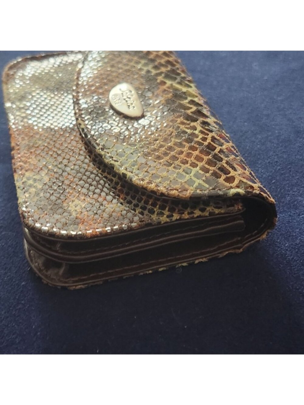 NWT Snakeskin Wallet Sabrina Paris Reptile Leather Brown - Picture 3 of 12